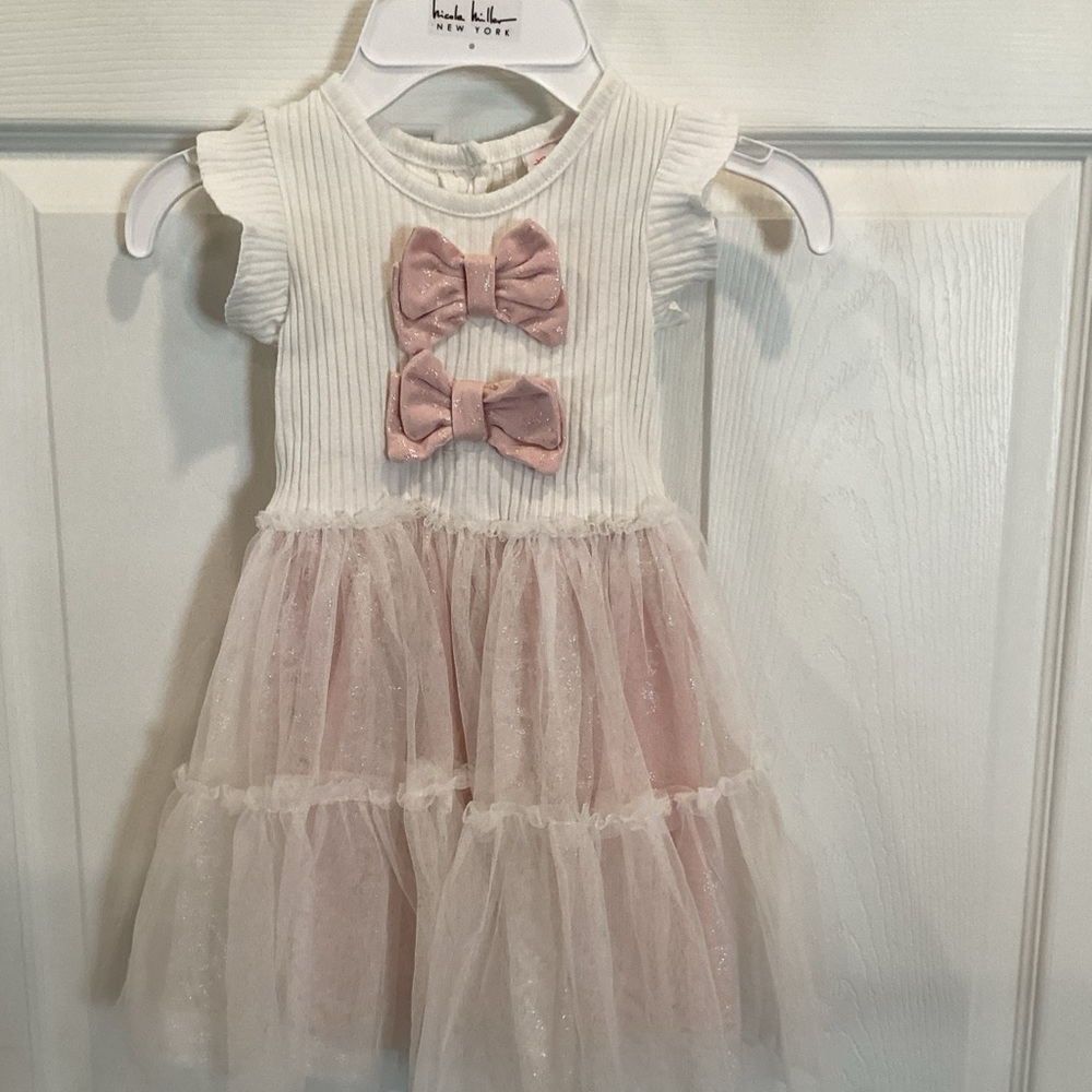 Little Lass White and Pink Formal Dress